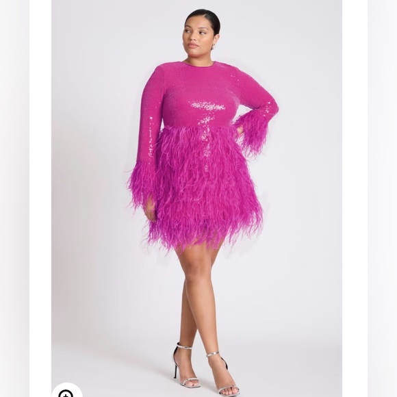 ELOQUII x kate spade new york sequin and feather mini dress - Picture 2 of 5